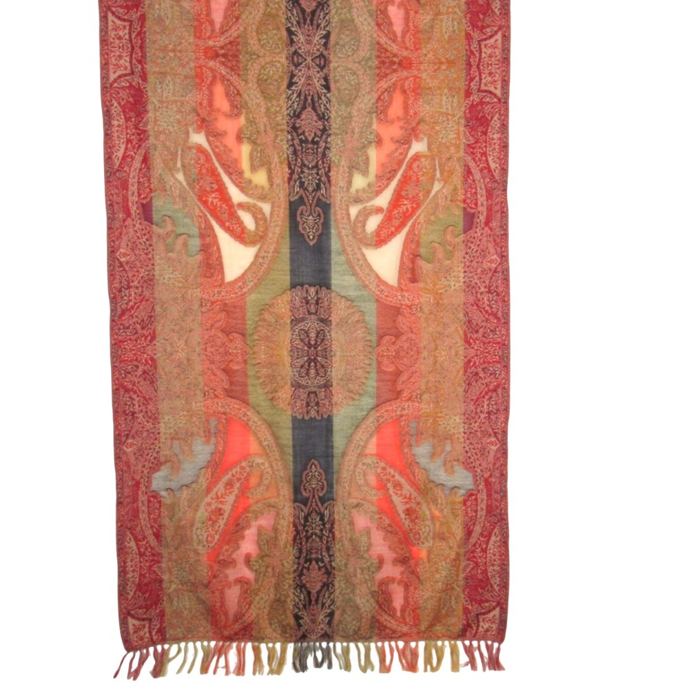 ESSENTIAL CLASSICS Semi-Sheer Wool KASHMIR PAISLEY PRINT Rectangle SCARF/WRAP